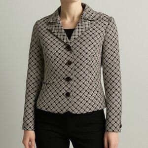 Ann Taylor LOFT Petites Linen Blend Patterned Blazer